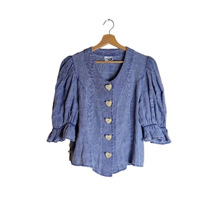 Vintage Austrian linen blouse by Fuchs Schmitt – heart buttons - women’s L fit
