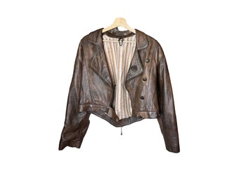 Vintage 80's brown leather jacket