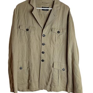 Carlo Colucci Linne Tencel Overshirt Beige Lättviktsjacka Storlek 52 bild 2