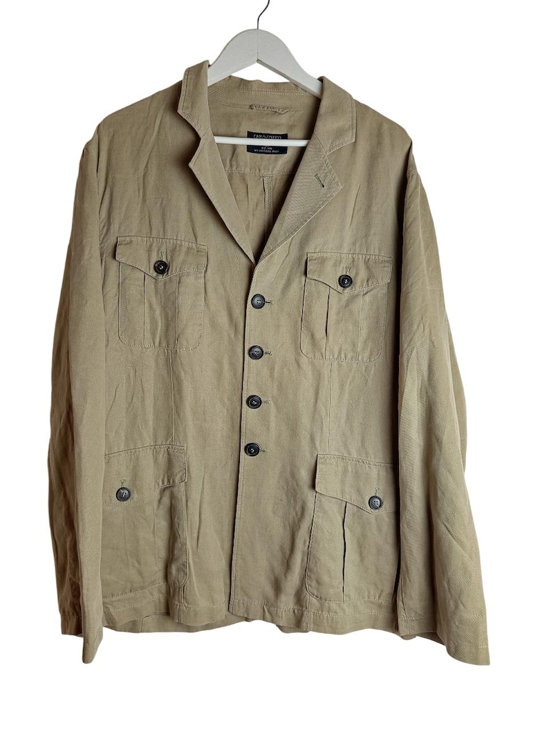 Carlo Colucci Linne Tencel Overshirt Beige Lättviktsjacka Storlek 52 bild 2