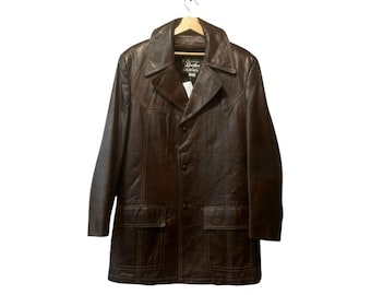 Vintage 70s Brown Leather Coat, Detachable Lining, Made in USA