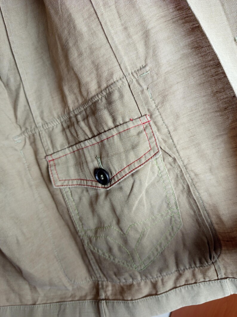 Carlo Colucci Linne Tencel Overshirt Beige Lättviktsjacka Storlek 52 bild 12