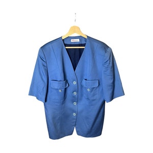 Vintage / 90's / KL by Karl Lagerfeld / Cotton /Blazer / Made in Germany / 100% cotton / Blue colour / pockets