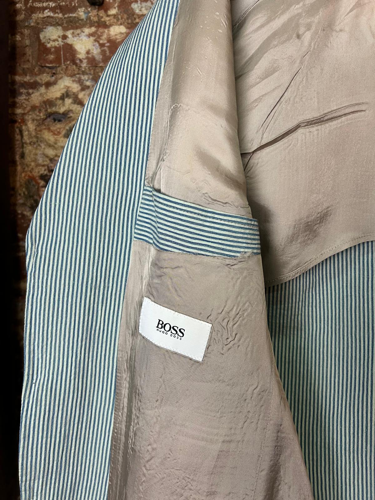 Vintage 90s Hugo Boss Linen Blazer, Blue Striped (fits XL) - Etsy