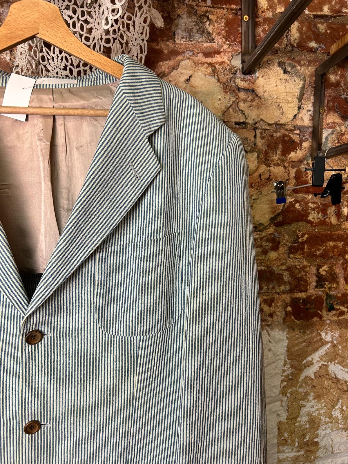 Vintage 90s Hugo Boss Linen Blazer, Blue Striped (fits XL) - Etsy