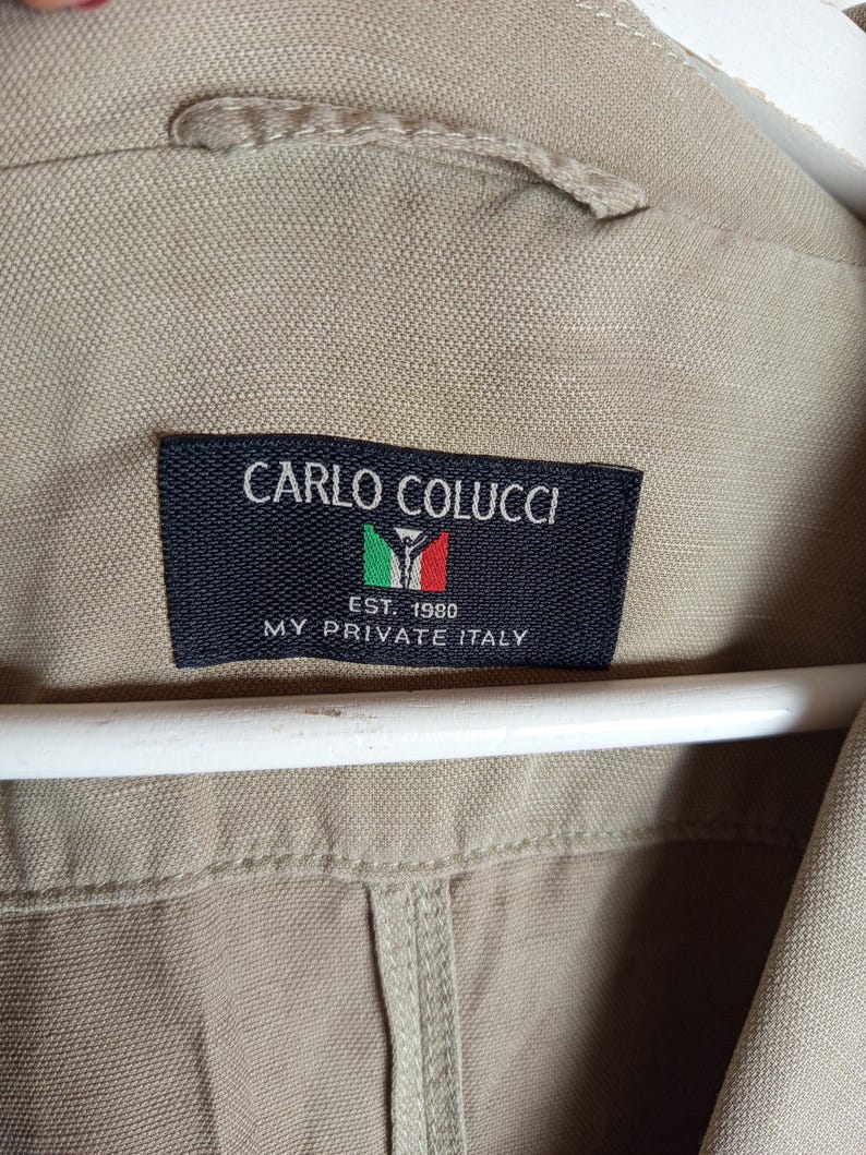 Carlo Colucci Linne Tencel Overshirt Beige Lättviktsjacka Storlek 52 bild 6