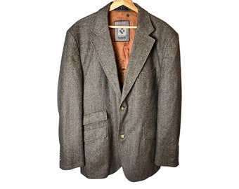 Vintage / Y2k / Bugatti / Wool / Cashmere / Herringbone / Blazer / Brown colour / buttons / pockets