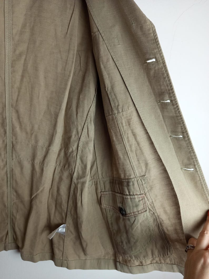 Carlo Colucci Linne Tencel Overshirt Beige Lättviktsjacka Storlek 52 bild 11