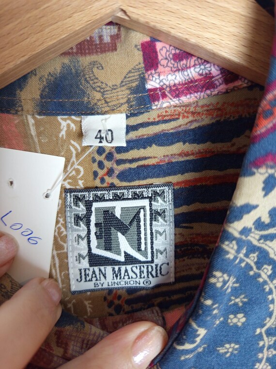 Vintage Patchwork Pattern Shirt – Men’s Statement… - image 4