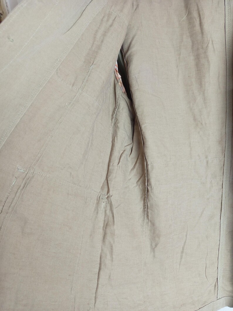 Carlo Colucci Linne Tencel Overshirt Beige Lättviktsjacka Storlek 52 bild 13