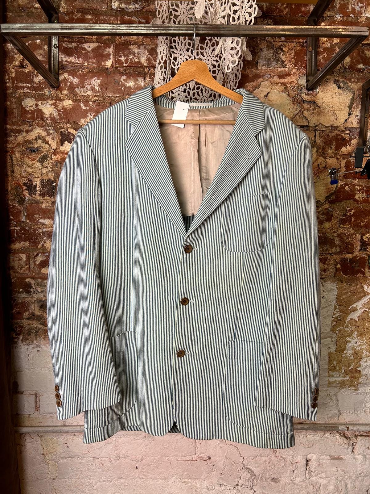 Vintage 90s Hugo Boss Linen Blazer, Blue Striped (fits XL) - Etsy