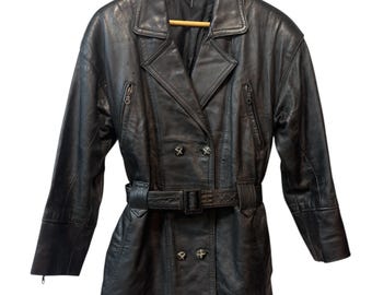 Vintage 80's Women's Peacoat leather jacket