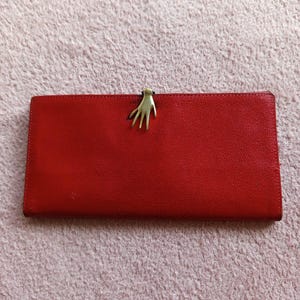 Rara carteira vintage Gucci com fecho de mão – couro vermelho – peça de designer autêntica dos anos 60