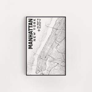 Manhattan New York City Borough Map Print |[ Digital Download, 300 DPI, 5 Sizes, Original Artwork ]| Original Art Prints Studio