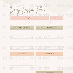Lesson Plan | Daily Planner | Homeschool Plan | Lesson Agenda | Homeschool Agenda | Teacher Planner | Lesson Planner |