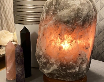 Grey Himalayan Salt Lamp Natural Home Decor Night Light Warm Lamps For Sale Crystal & Spiritual Decór Gift Shop