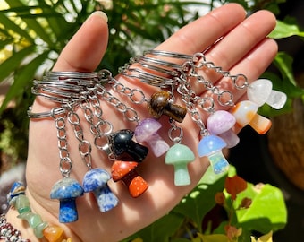 Llavero de seta de cristal, colgante de piedras preciosas naturales, tienda de regalos