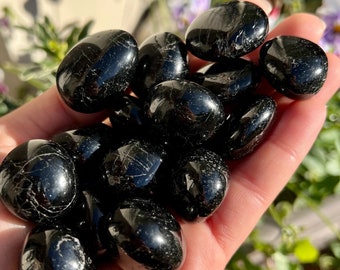 Black Tourmaline Crystal Tumblestone Natural Gemstones Healing Stones Gem Stone Reiki Gift Shop UK