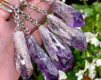 Amethyst Crystal Keychain Keyring Natural Healing Stone Key Acessory Gift Idea