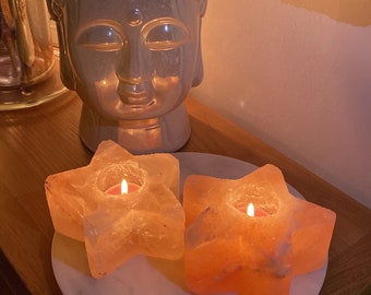 Himalayan Salt Star Candle Holder Naturalne świeczniki Gwiazdy Kształt Duchowe Pomysły Na Dekorację Domu Sklep Dekoracji Świeczników Tea Light UK