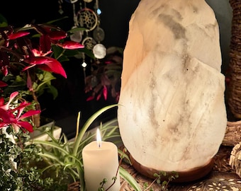 Large White Salt Lamp Himalayan Spiritual Home Decor Night Light Natural Calming Lamp UK