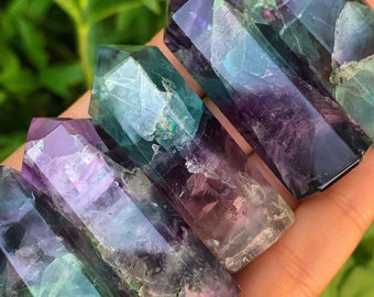 High Grade Rainbow Fluorite Points Mini Obelisk Tower Point Gemstone Healing Stone Crystals