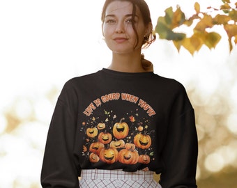 Das Leben ist Kürbis, wenn du Kürbis-Gewürz hast, Retro Sweatshirt, süßes Sweatshirt, Halloween Sweatshirt, Halloween der Frauen, gruseliges Sweatshirt