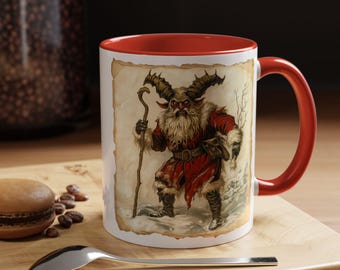 Vintage Krampus Mug, Retro-Style Design, Chilling Postcard-Inspired Image, Krampus Mug with Retro Style | Old European Charm
