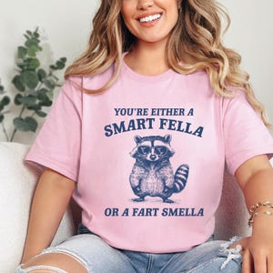 You&#39;re Either A Smart Fella Or A Fart Smella Raccoon Tshirt, Funny Graphic T Shirt, Retro 90s Unisex Adult T Shirt, Gift For Her & Him