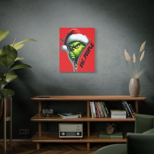 Red Grinch Canvas Art: &#39;Ewww People&#39; Zipper Design for Fun Decor, Playful Grinch Canvas Wall Art - &#39;Ewww People&#39; 3D Zipper Design