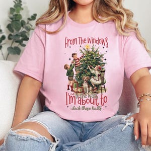 Grappige kerstt-shirt, van ramen tot muren, terrashallen, kinderdecoratie voor kerst grappig vintage kerst-T-shirt, vintage kerstmis