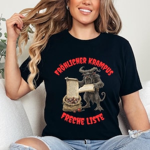 Krampus Naughty List Tshirt, Merry Krampus Unisex T-Shirt, Dark Christmas Holiday, Xmas Devil Creature, Merry Creepmas Xmas Tale