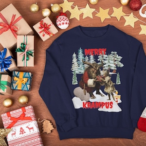 Krampus Ugly Christmas Sweatshirt, Christmas, Saint Nicholas, Chains, Austria, Croatia, Hungary, Germany, Goat Sweatshirt, Merry Krampus