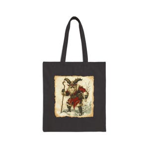 Borsa tote in tela di cotone Krampus, borsa tote Krampus, regalo per gli amanti del Natale, regalo per lui, Natale nero, Yule, Creepmas, Horror Krampus