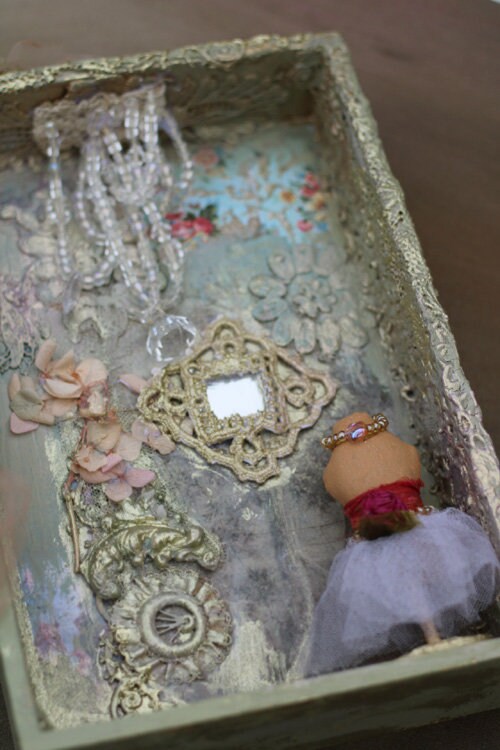 Collage Diorama, Assemblage Art, Shadow Box little Boudoir Original Art