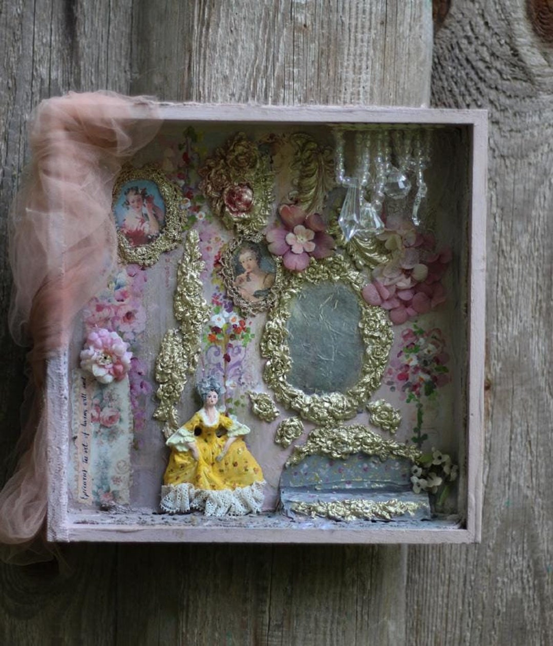 Collage Diorama, Assemblage Art Shadow Box 'little Boudoir Original Art