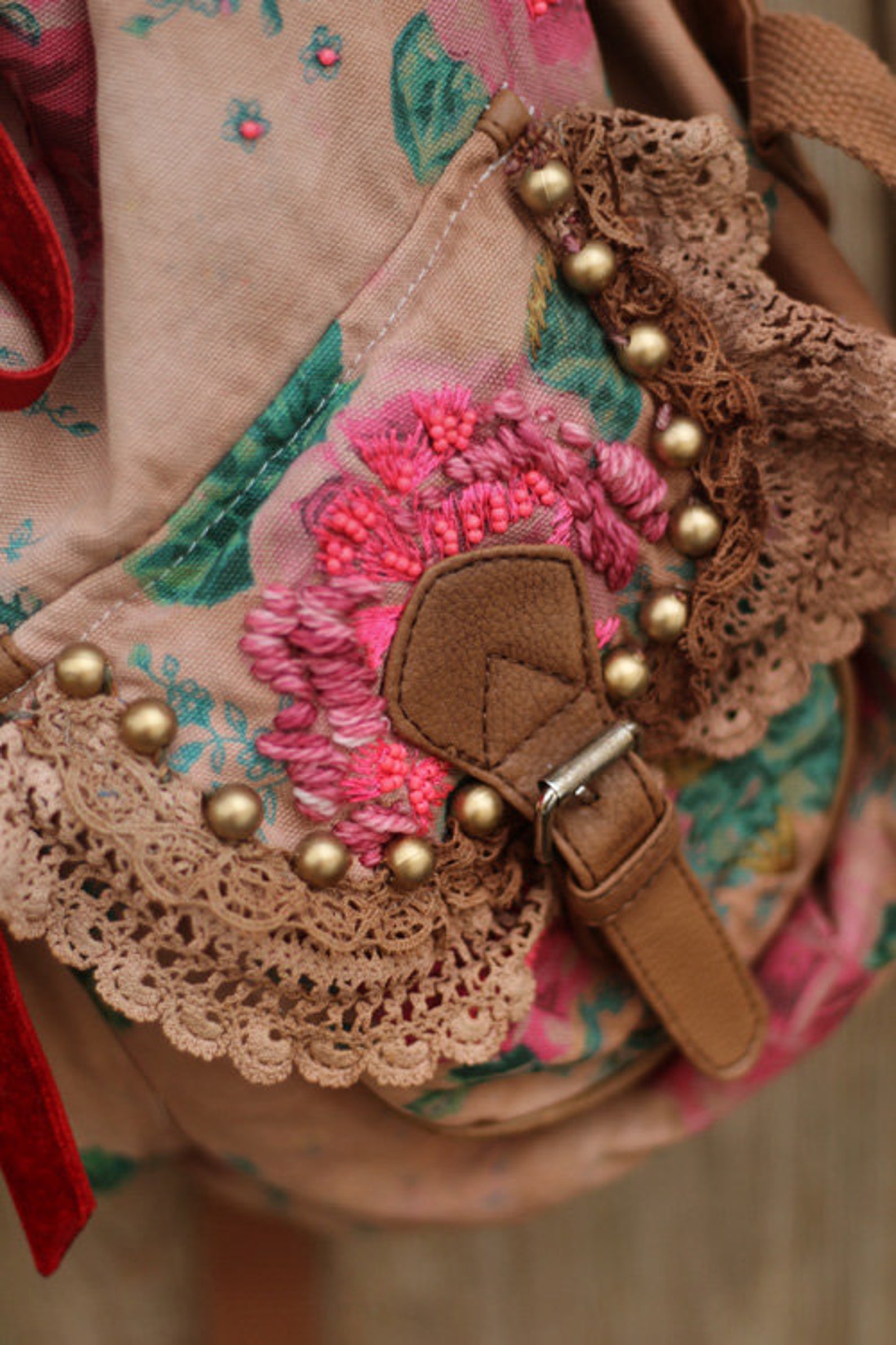 Ornate Boho Romantic Backpack art Nouveau& Boho Vintage Reworked, Hand ...