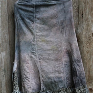 boho romantic skirt Barocco antique gray shades, with layered vintage laces, with silk roses gypsy hippy skirt, recycled textiles image 8