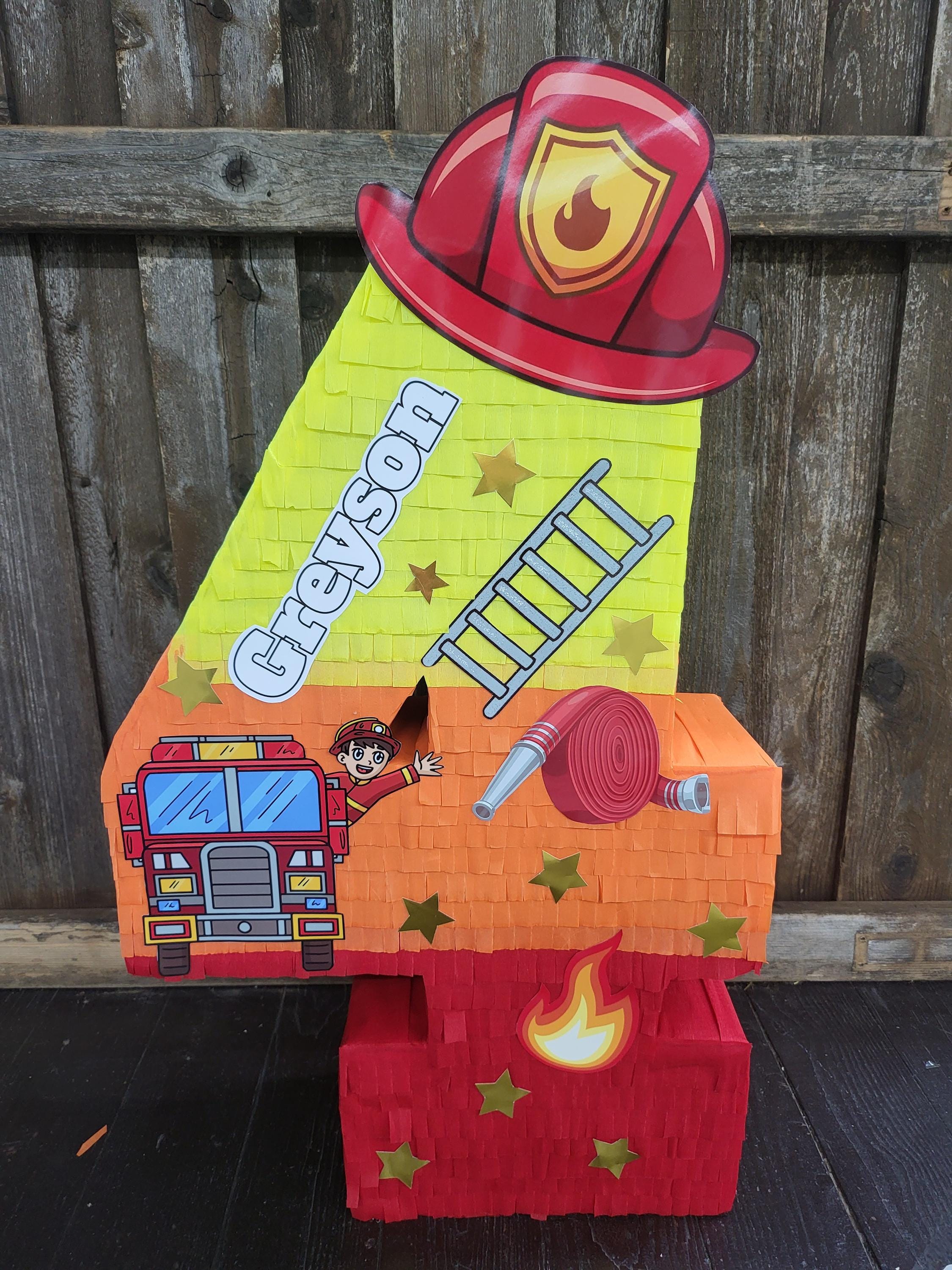 Fireman Number Theme Piñata - Etsy