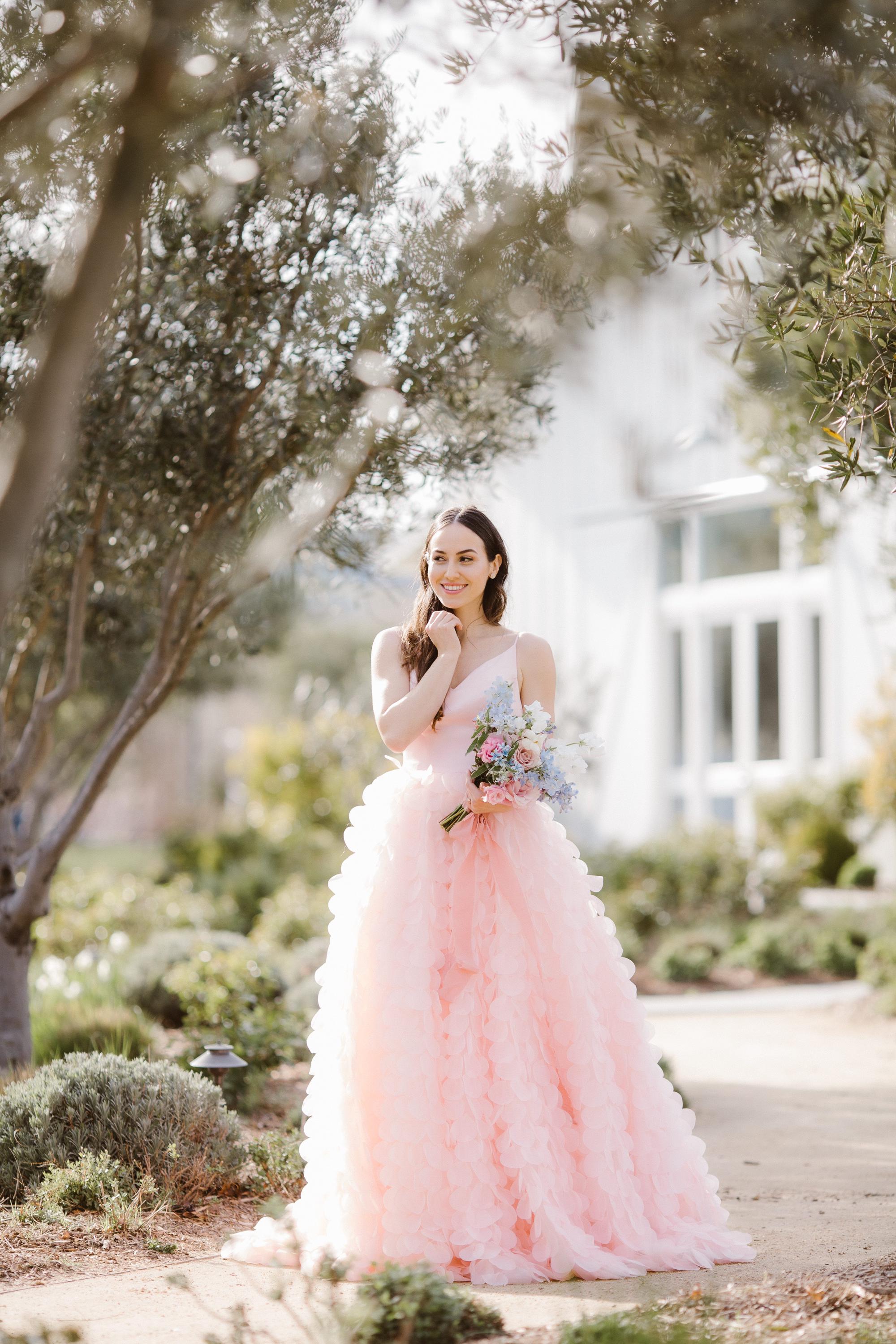 petal pink wedding dress pink wedding dress  Blog Bespoke Wedding Accessories