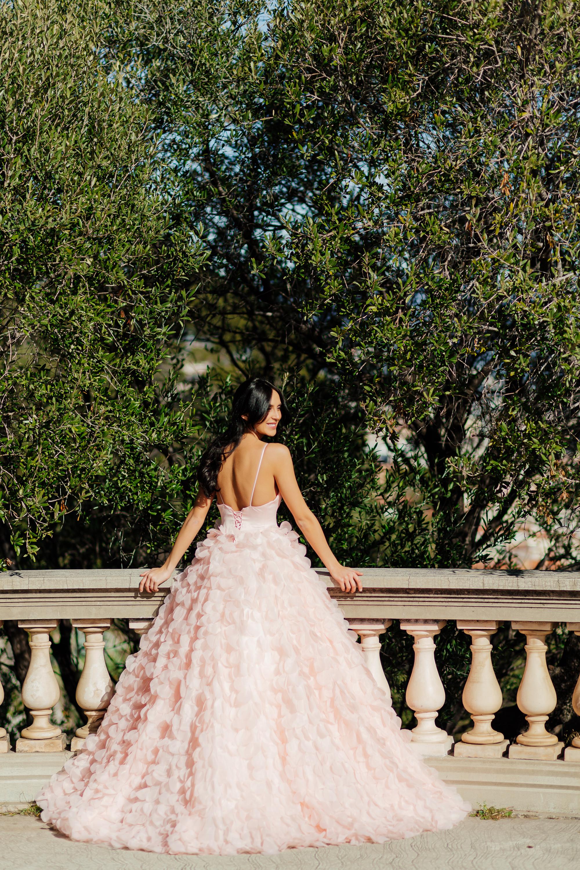 petal pink wedding dress Pink Lace Wedding Dress, Fairytale Blush Dusty Pink Gown Princess Style