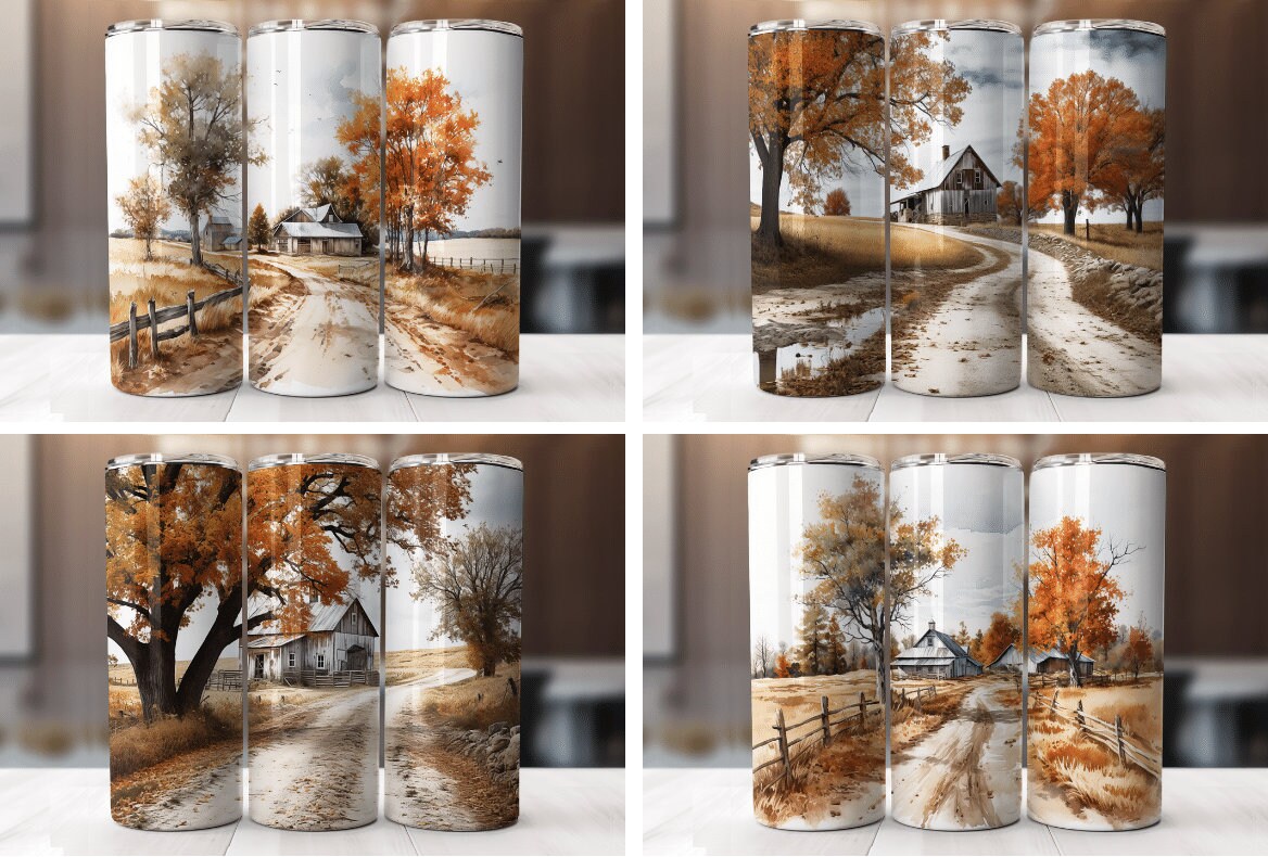 Wrapping Up Fall Fall Scene Tumbler Wrap, Fall Sublimation PNG, Custom Fall Scene ...