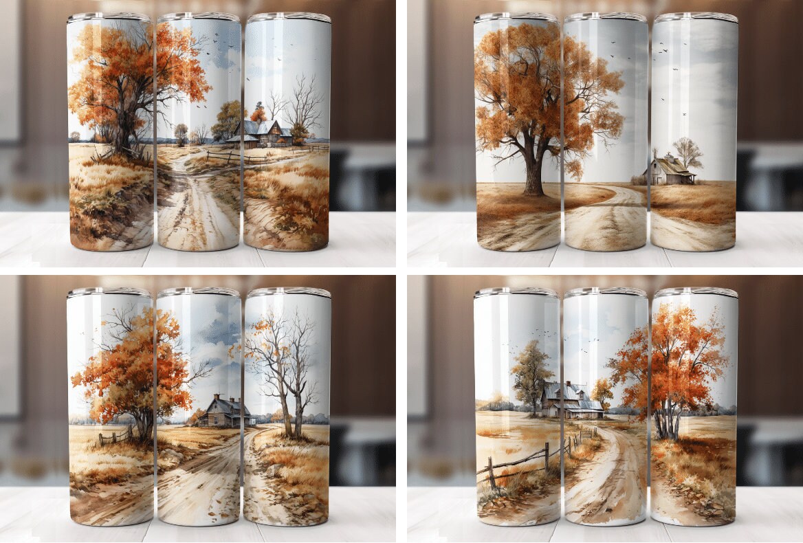 Wrapping Up Fall Fall Scene Tumbler Wrap, Fall Sublimation PNG, Custom Fall Scene ...