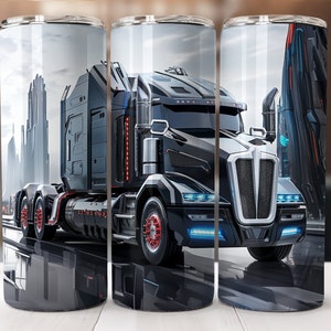 Semi Truck Tumbler Bundle (2), 20oz Tumbler PNG, Big Rig Sublimation Wrap, 18 Wheeler Design, Futuristic Tumbler Design, Digital Download