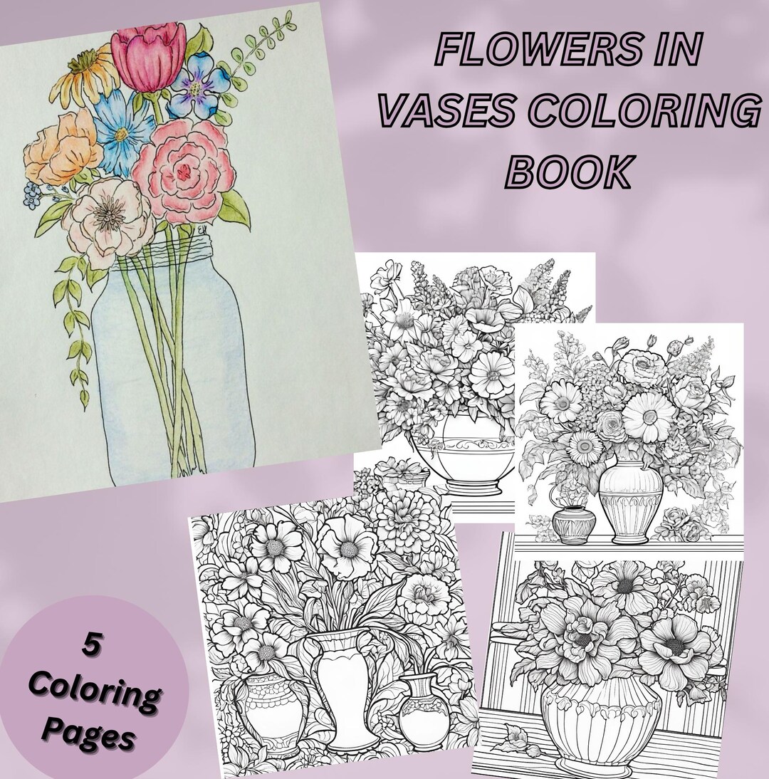 5 Printable Flower Vase Coloring Book Flowers in Vase Coloring Pages ...