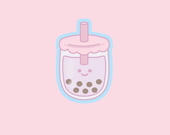 Schattige kawaii taro boba | Stickersticker mat vinyl | Kawaiistickers, waterflesstickers, telefoonstickers, laptopstickers