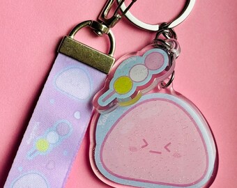 Chaveiro Kawaii Sakura Mochi: Pingente Dango, Cordão, Guloseima Japonesa
