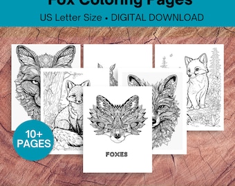 Whimsical Fox Coloring Pages - Printable Art for Children and Adults, 11 Page Digital Download