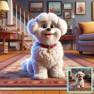 Poodle dog, Cartoon Portrait from Your Photo, Custom Artwork, Personalized Digital Art, Unique Gift for Him & Her, Funny Cartoon Drawing