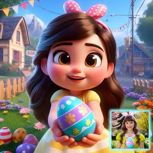 Happy Easter Cartoon Portrait from Your Photo, Custom Artwork – Personalized Digital Art, Unique Gift for Him & Her, Funny Cartoon Drawing